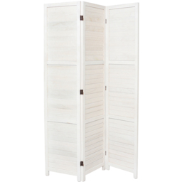 Living and Home 3 Panel White Folding Solid Wood Indoor Privacy Screen - Size: 170 x 120 x 1cm - Wilko - thumbnail 1