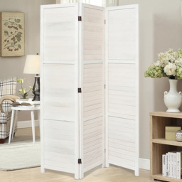 Living and Home 3 Panel White Folding Solid Wood Indoor Privacy Screen - Size: 170 x 120 x 1cm - Wilko - thumbnail 3
