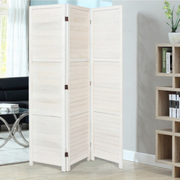 Living and Home 3 Panel White Folding Solid Wood Indoor Privacy Screen - Size: 170 x 120 x 1cm - Wilko - thumbnail 4
