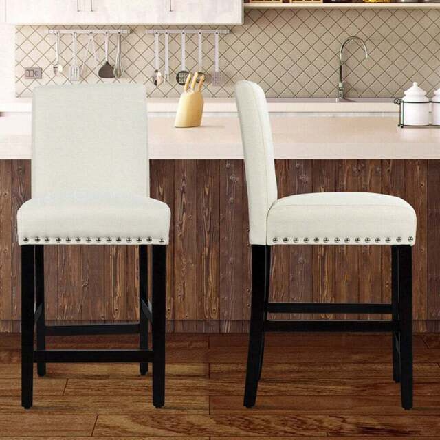 Costway Beige Bar Stool Set of 2 - Cream - Wilko - image 1