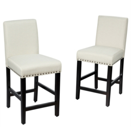 Costway Beige Bar Stool Set of 2 - Cream - Wilko - thumbnail 3