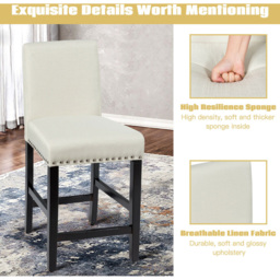 Costway Beige Bar Stool Set of 2 - Cream - Wilko - thumbnail 5