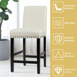 Costway Beige Bar Stool Set of 2 - Cream - Wilko - thumbnail 7