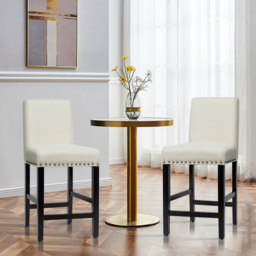 Costway Beige Bar Stool Set of 2 - Cream - Wilko - thumbnail 4