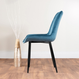 Furniturebox Fira Cesano Wood Effect 6 Seater Round Dining Set Brown Blue and Black - Wilko - thumbnail 5