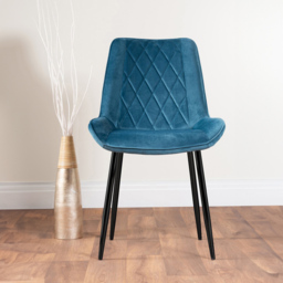 Furniturebox Fira Cesano Wood Effect 6 Seater Round Dining Set Brown Blue and Black - Wilko - thumbnail 4