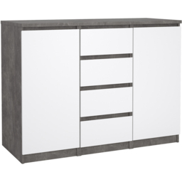 Florence 2 Door 4 Drawer Concrete and White High Gloss Sideboard - Size: 50 x 120.8 x 90.7cm - Furniture to Go - Wilko - thumbnail 3
