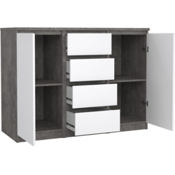 Florence 2 Door 4 Drawer Concrete and White High Gloss Sideboard - Size: 50 x 120.8 x 90.7cm - Furniture to Go - Wilko - thumbnail 5