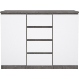 Florence 2 Door 4 Drawer Concrete and White High Gloss Sideboard - Size: 50 x 120.8 x 90.7cm - Furniture to Go - Wilko - thumbnail 4