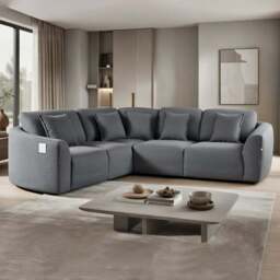 DS Living Veneto 5 Seater Dark Grey Textured Fabric Corner Lounger Sofa - Wilko - thumbnail 1