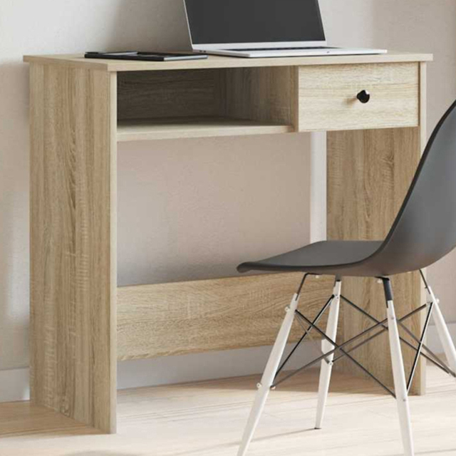 vidaXL Single Drawer Computer Desk Sonoma Oak - Size: 75 x 80 x 40cm - Brown - Wilko - image 1