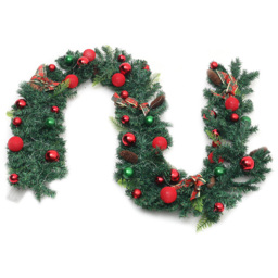 Living and Home Christmas Garland with Red Baubles Bow and Pinecones 270cm - Size: 25 x 270 x 25cm - Green - Wilko - thumbnail 4