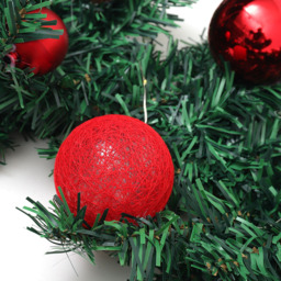 Living and Home Christmas Garland with Red Baubles Bow and Pinecones 270cm - Size: 25 x 270 x 25cm - Green - Wilko - thumbnail 6