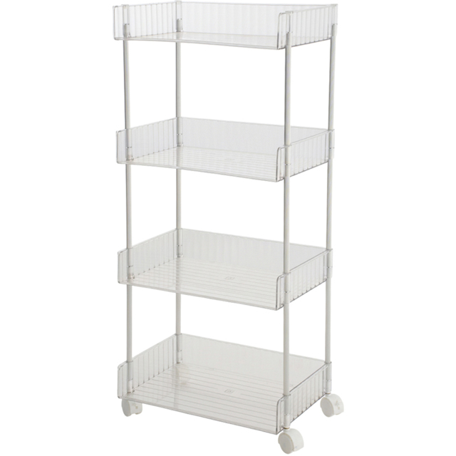 Living and Home 4 Shelf Clear Rolling Storage Cart - Size: 90 x 39 x 24.7cm - Wilko - image 1