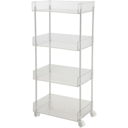 Living and Home 4 Shelf Clear Rolling Storage Cart - Size: 90 x 39 x 24.7cm - Wilko - thumbnail 1