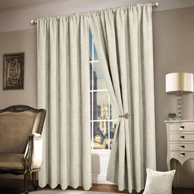 Intimates Plain Chenille Cream Tape Top Curtains 229 x 183cm - Size: W 229 x D 183cm - Wilko - image 1
