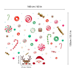 Walplus Santa and Rudolph in Candyland Double-Sided Christmas Window Stickers 85 Piece - Size: 0.2 x 135 x 160cm - Red - Wilko - thumbnail 7