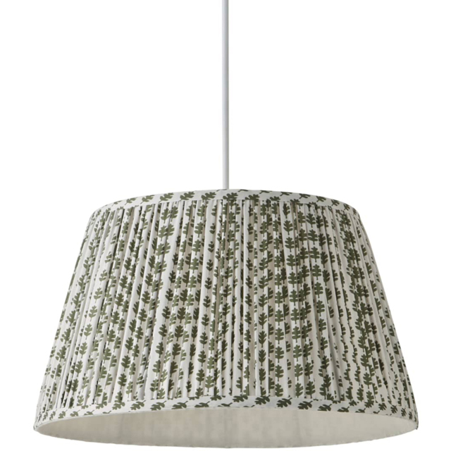 ValueLights Grange Green Floral Pleated Large Pendant Shade - Size: 25 x 45 x 45cm - Cream and Green - Wilko - image 1