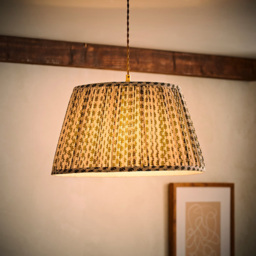 ValueLights Grange Green Floral Pleated Large Pendant Shade - Size: 25 x 45 x 45cm - Cream and Green - Wilko - thumbnail 7