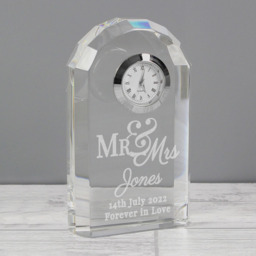 Personalised Memento Personalised Mr & Mrs Crystal Clock - Size: 0.6 x 1 x 0.3cm - Clear - Wilko - thumbnail 4