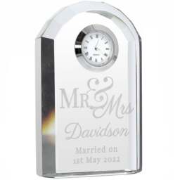 Personalised Memento Personalised Mr & Mrs Crystal Clock - Size: 0.6 x 1 x 0.3cm - Clear - Wilko - thumbnail 1
