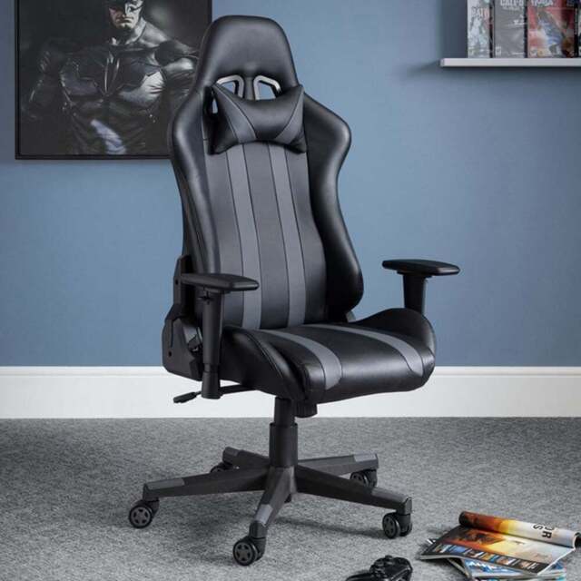 Julian Bowen Meteor Black Faux Leather Gaming Chair - Size: 55 x 68 x 136cm - Wilko - image 1