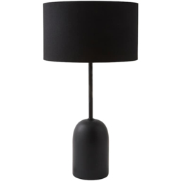 ValueLights Kaiden Black Drum Shade Dome Table Lamp - Size: 47 x 25 x 25cm - Wilko