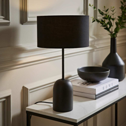 ValueLights Kaiden Black Drum Shade Dome Table Lamp - Size: 47 x 25 x 25cm - Wilko - thumbnail 7