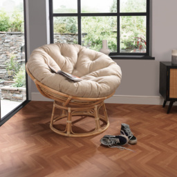 Desser Papasan Rattan Chair with Cream Boucle Latte Cushion - Size: Single - Desser Furniture - Wilko - thumbnail 6