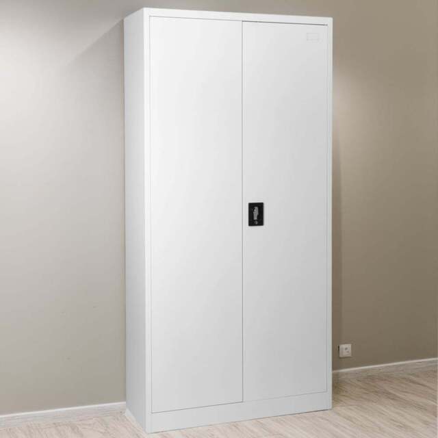 MMT Furniture Designs 2 Door Grey Stainless Steel Lockable Tall Filing Cabinet - Size: 180 x 90 x 40cm - Wilko - image 1