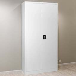 MMT Furniture Designs 2 Door Grey Stainless Steel Lockable Tall Filing Cabinet - Size: 180 x 90 x 40cm - Wilko - thumbnail 1