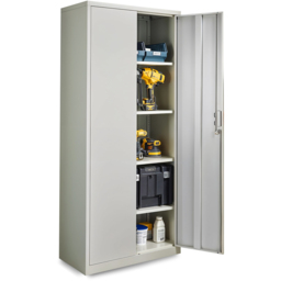 MMT Furniture Designs 2 Door Grey Stainless Steel Lockable Tall Filing Cabinet - Size: 180 x 90 x 40cm - Wilko - thumbnail 5