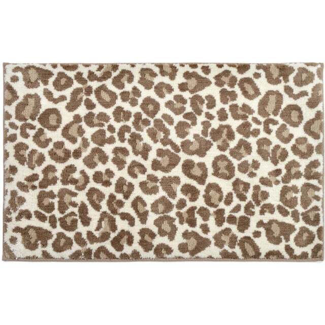 Allure Bath Fashions Natural Jacquard Leopard Non-Slip Bath Mat 50 x 80cm - Brown - Wilko - image 1