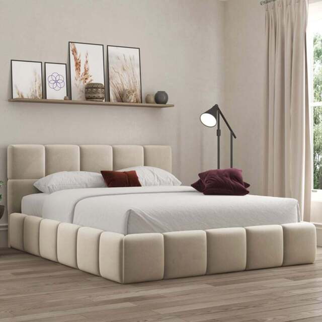 DS Living Ovella Super King Size Cream Cubed Ottoman Bed - Wilko - image 1