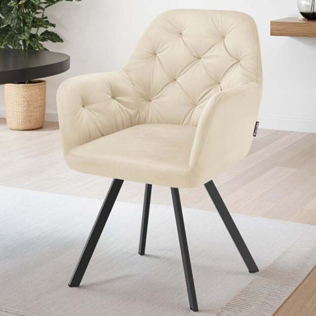 tectake Lucia Cream Quilted Armchair - Size: Single - Wilko - image 1