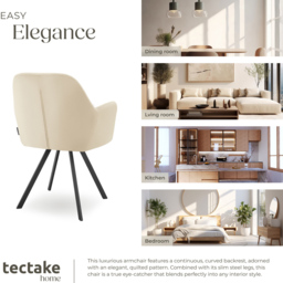 tectake Lucia Cream Quilted Armchair - Size: Single - Wilko - thumbnail 7