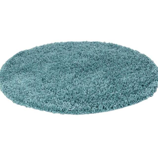 Desire Rugs Oxford Duck Egg Plain Round Shaggy Rug 120 x 120cm - Duckegg - Wilko - image 1