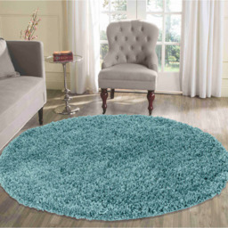 Desire Rugs Oxford Duck Egg Plain Round Shaggy Rug 120 x 120cm - Duckegg - Wilko - thumbnail 3