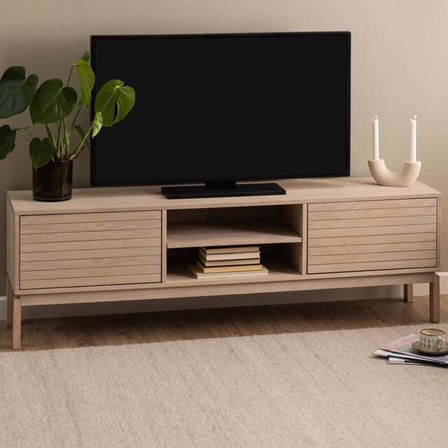 Florence Linley 2 Door 6 Shelf White Oak TV Unit - Furniture To Go - Wilko - image 1