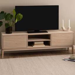 Florence Linley 2 Door 6 Shelf White Oak TV Unit - Furniture To Go - Wilko - thumbnail 1