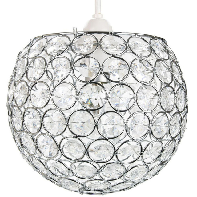 Happy Homewares Modern Round Globe Small Transparent Acrylic Beads Pendant Shade - Size: 18 x 18 x 18cm - Clear - Wilko - image 1