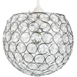 Happy Homewares Modern Round Globe Small Transparent Acrylic Beads Pendant Shade - Size: 18 x 18 x 18cm - Clear - Wilko