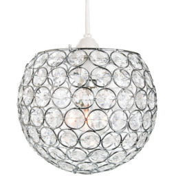 Happy Homewares Modern Round Globe Small Transparent Acrylic Beads Pendant Shade - Size: 18 x 18 x 18cm - Clear - Wilko - thumbnail 3