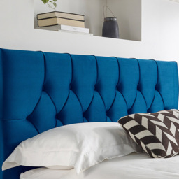 Aspire Furniture Catherine Lansfield Boutique Super King Navy Brushed Velvet Headboard - Blue - Aspire Beds - Wilko