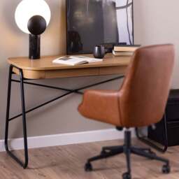 Florence Blueton 2 Drawer Office Desk Black and Oak - Furniture To Go - Wilko - thumbnail 1