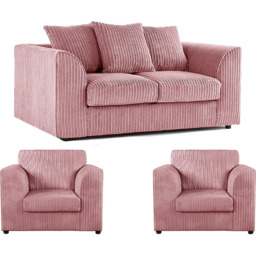 Luxor 4 Seater Pink Jumbo Cord Scatter Back Sofa Suite - Wilko - thumbnail 3
