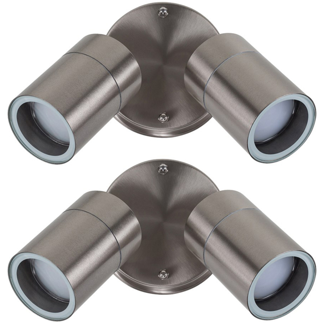 ValueLights Barrow 2 Pack Silver 2 Light Wall Spotlight - Size: 17 x 24 x 24cm - Wilko - image 1