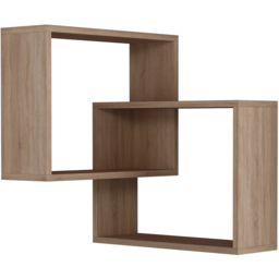 Decortie Ring Corner 3 Shelf Oak Wall Mounted Modern Bookcase - Size: 68 x 60 x 20cm - Brown - Wilko - thumbnail 3