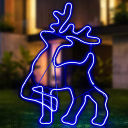 Shatchi Blue LED Walking Reindeer Neon Rope Silhouette - Size: 54 x 20 x 12cm - Wilko
