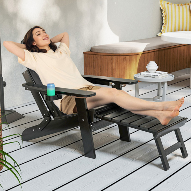 Costway Black All Weather HIPS Outdoor Adirondack Chair - Size: 119 x 78 x 22cm - Wilko - image 1